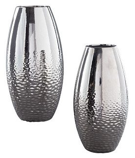 Dinesh - Silver Finish Vase Set