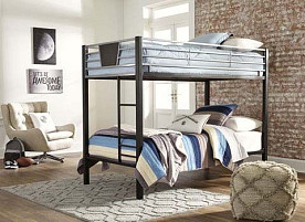 Dinsmore - Black/Gray Twin/Twin Metal Bunkbed