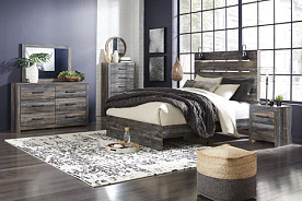 Drystan Multi Brown Rustic Dresser-MIrror-Queen Bed-Nightstand
