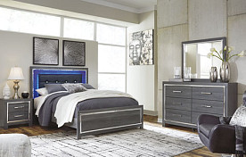 Lodanna-Gray Dresser-Mirror-Queen Bed-Nightstand