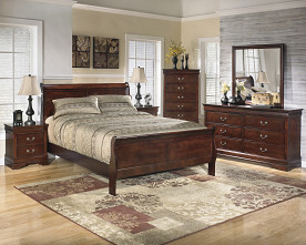 Alisdair Dark Brown Dresser-Mirror-Queen Sleigh Bed-Nightstand