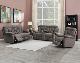 Bogata - Majestic Mushroom Reclining Sofa & Reclining Love w/Console