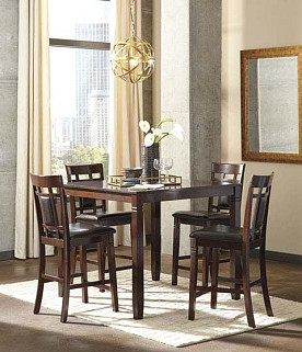 Bennox - Brown Counter Table w/ 4 Barstools