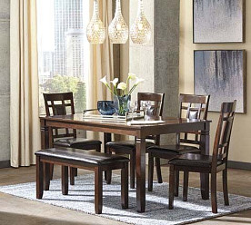 Bennox - Brown Table w/ 4 Chairs & Bench