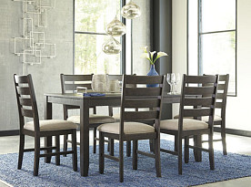 Rokane Brown Dinette Table-6 Chairs