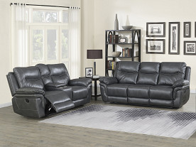 Isabella - Grey Reclining Sofa & Reclining Love w/Console