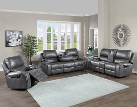 Keily - Grey Reclining Sofa w/Console & Reclining Love w/Console