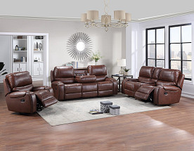 Keily - Brown Reclining Sofa w/Console & Glider Reclining Love w/Console