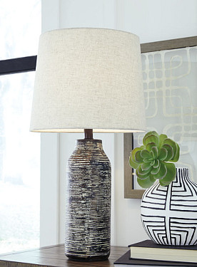Mahima - Black/White Paper Table Lamps-Pair