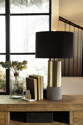 Jacek - Gray/Brass Finish Metal Table Lamps-Pair