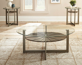 Olson - Glass/Caramel Finish 3-PC Occasional Set