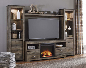 Trinell - Brown Entertainment Center w/ Fireplace