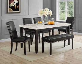 Westby - White/Black Dinette w/4 Chairs & Bench